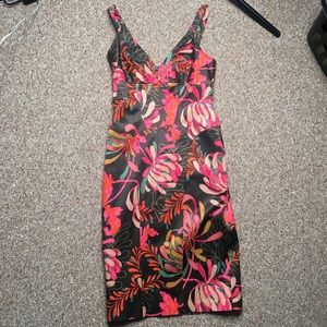 David Meister Bodycon Fitted Floral Midi Dress Made in USA